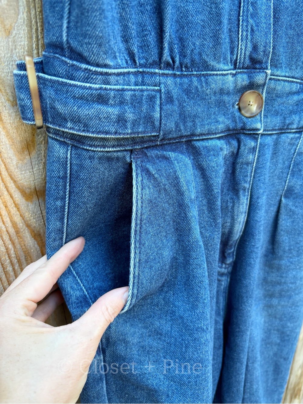 Sezane Lucia Denim Jumpsuit Short Sleeve Size 2 FR 34 - Picture 11 of 17